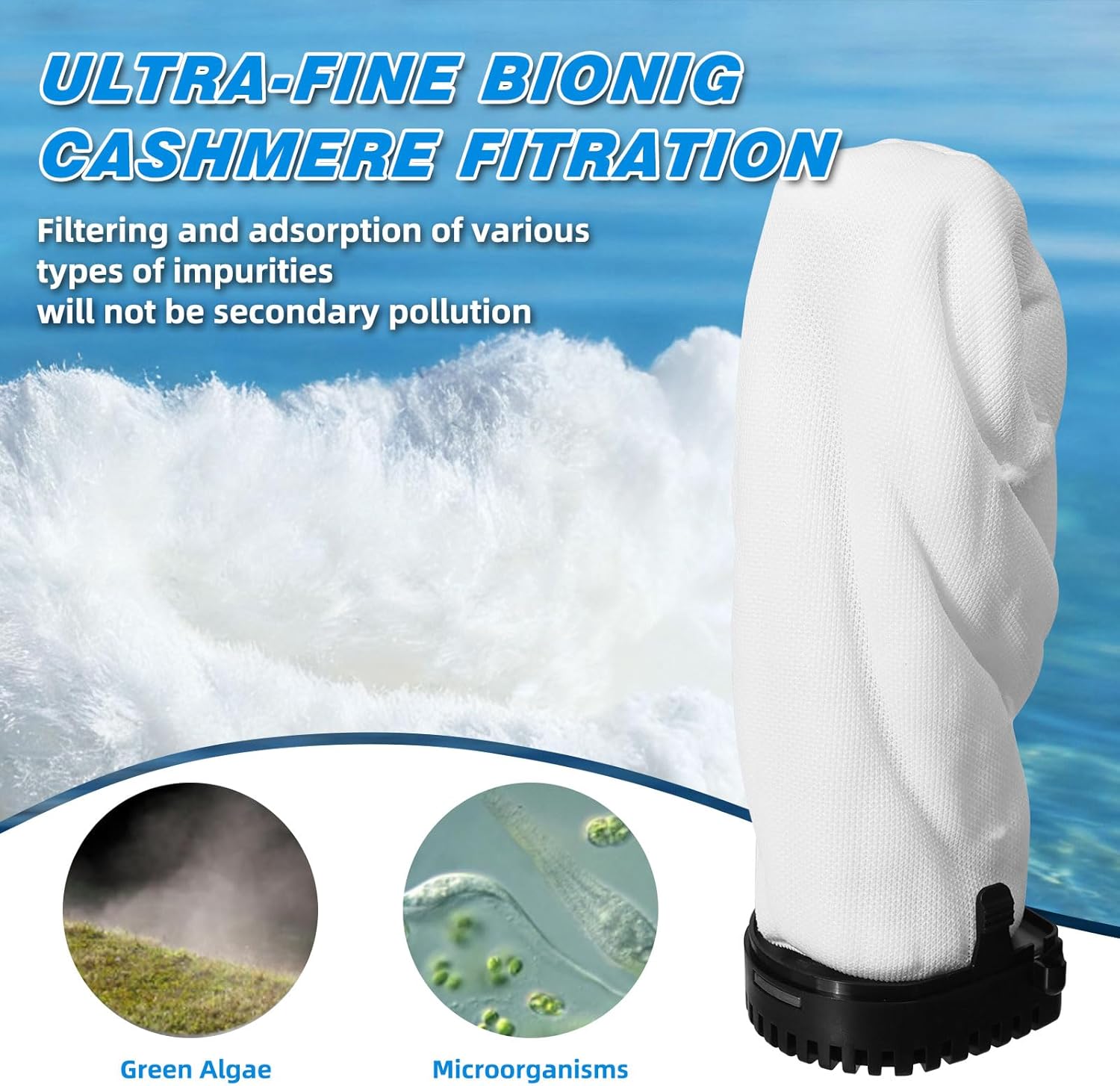 coospider-repta 500GPH Aquarium Filter paired with Sock Filter to Replace Filter Cotton UV Stereotzer for Aquarium for 75-200 Gallon