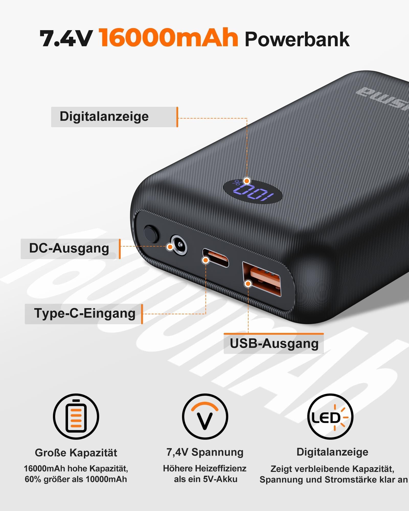 Heizweste Damen mit Powerbank 16000mah 7.4V, 9 Heizzone Beheizbare Weste Damen, Leichte Elektrisch Wärmeweste mit Akku für Skifahren, Outdoor