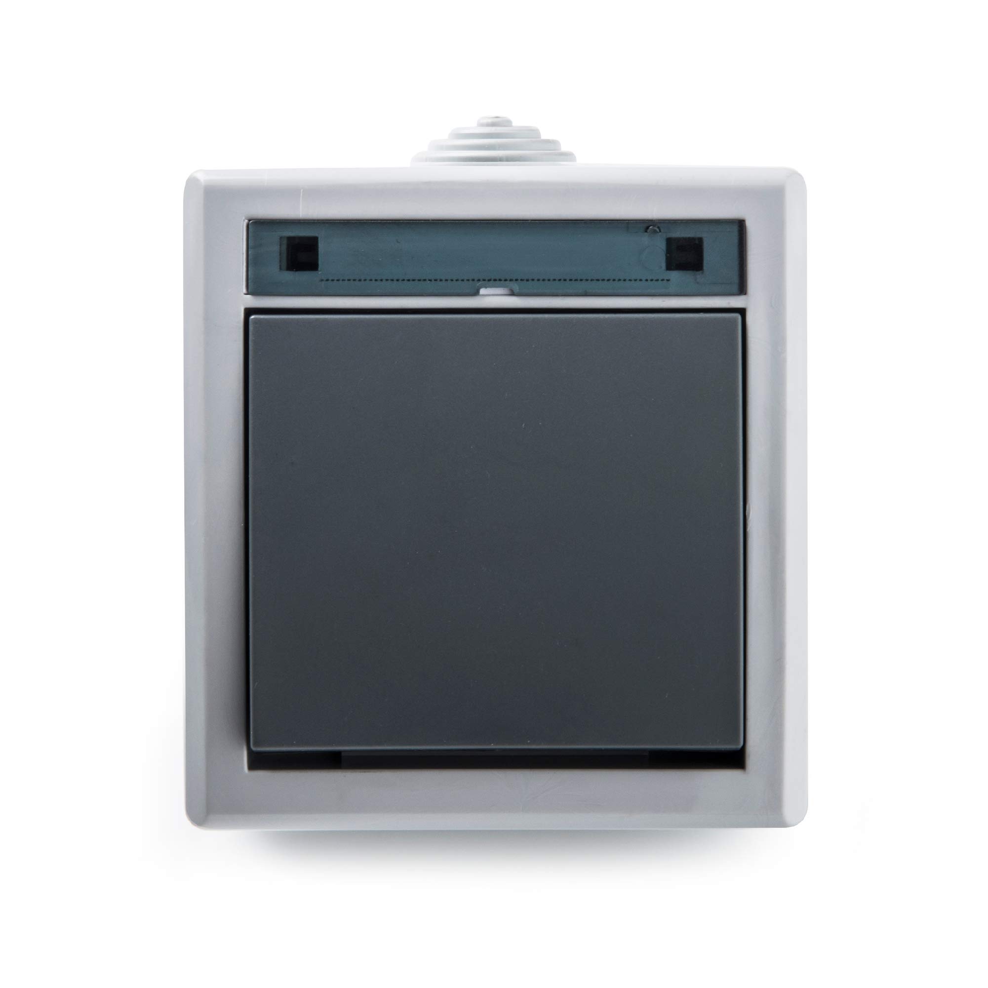Pulsador estanco IP55 de empotrar en aluminio gris Serie Aquant