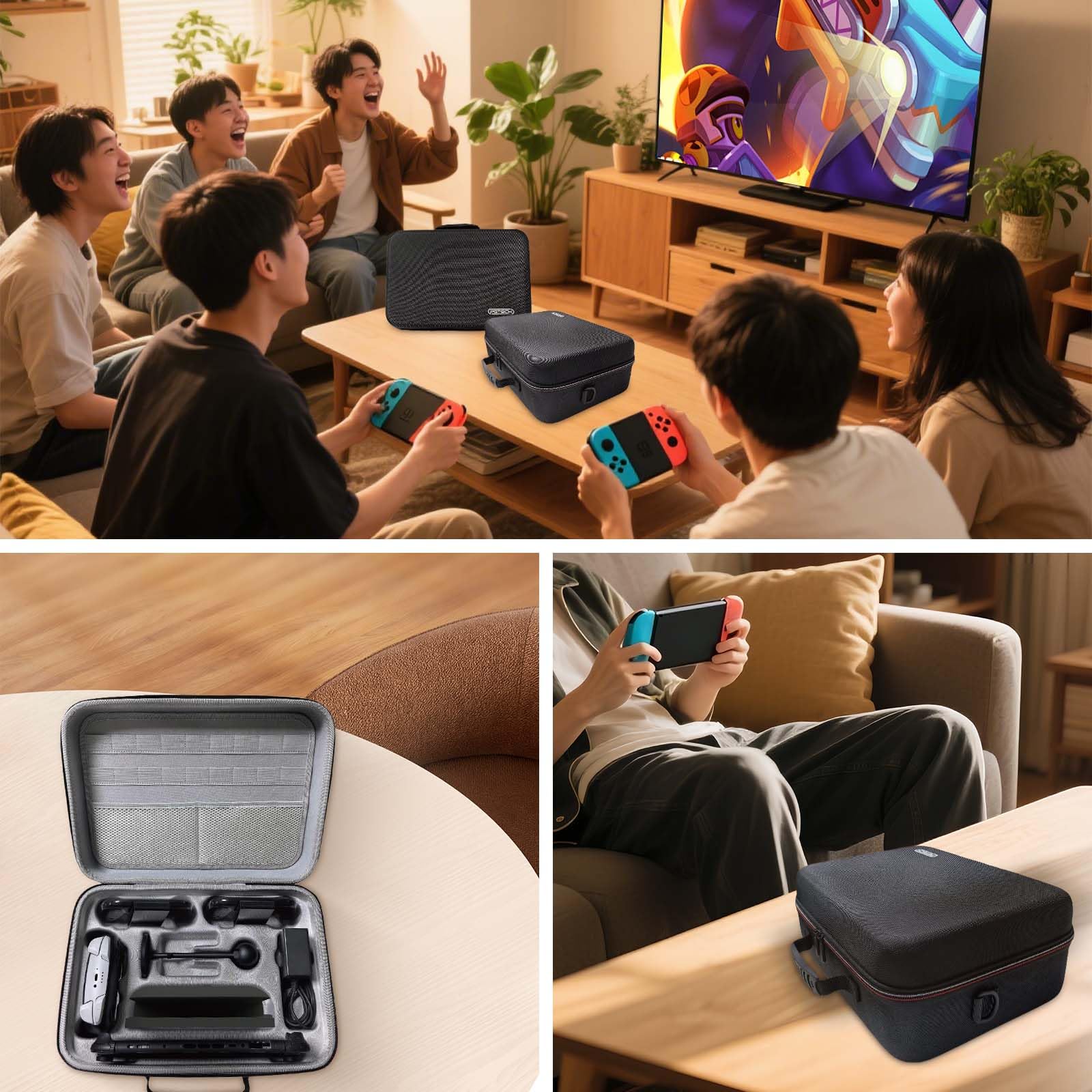 AriKroii Custodia da trasporto compatibile con Nintendo Switch 2, con 18 cartucce di giochi e custodia da viaggio per fotocamera per Switch 2 e Switch 2, con manici e spallacci