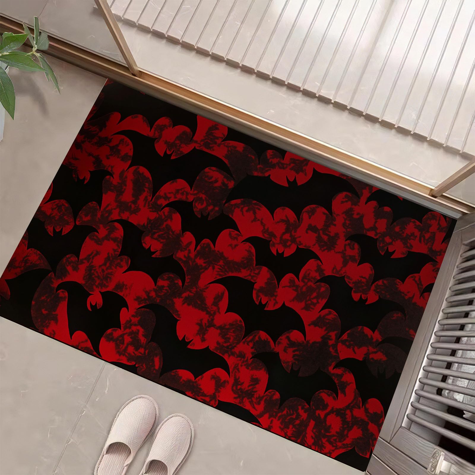 Alfombra exterior para puerta en recibidores oscuros felpudo de entrada gótico de 90x150