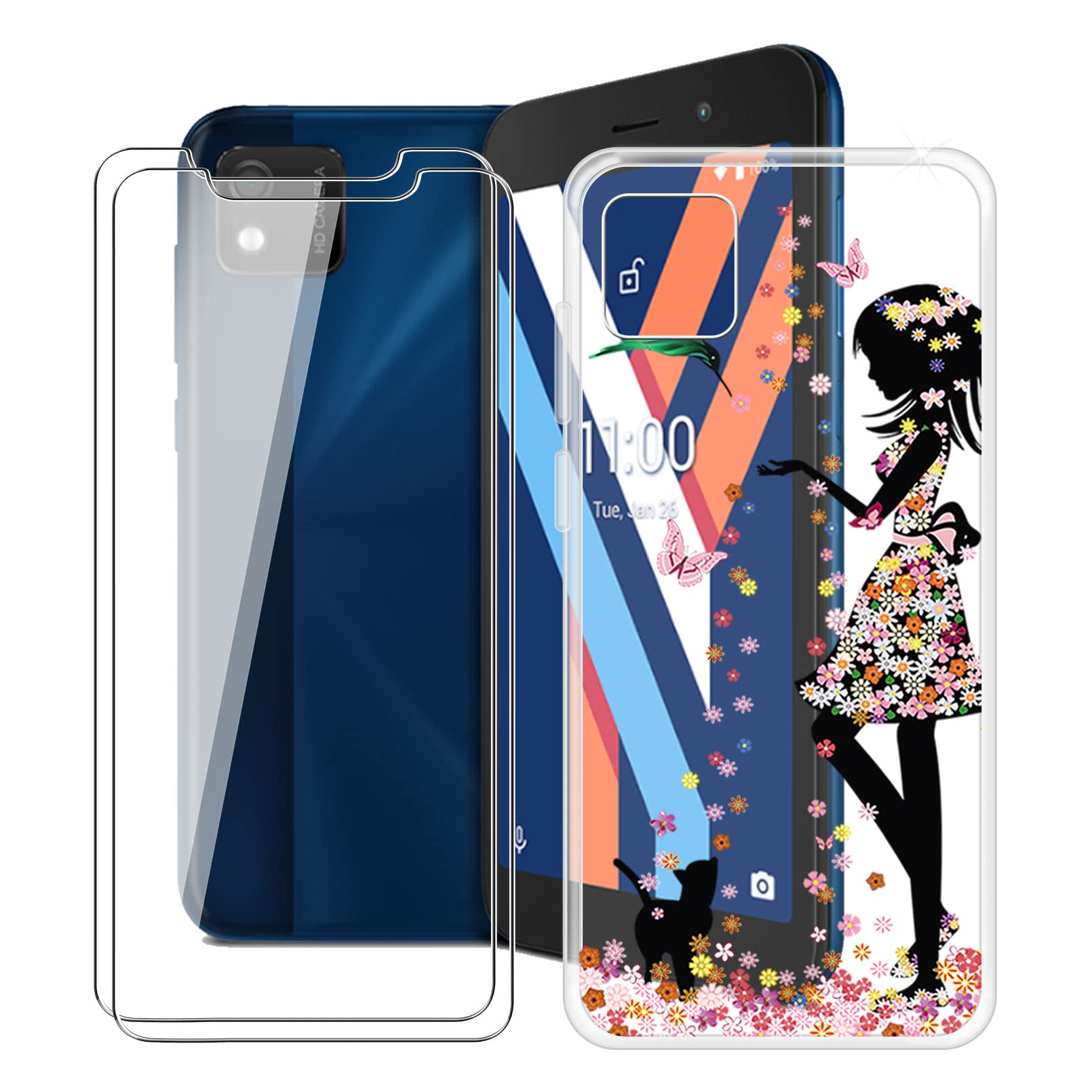 Coque pour Wiko Y52 5.0 +2 Pièces Verre trempé Protection écran, Ultra