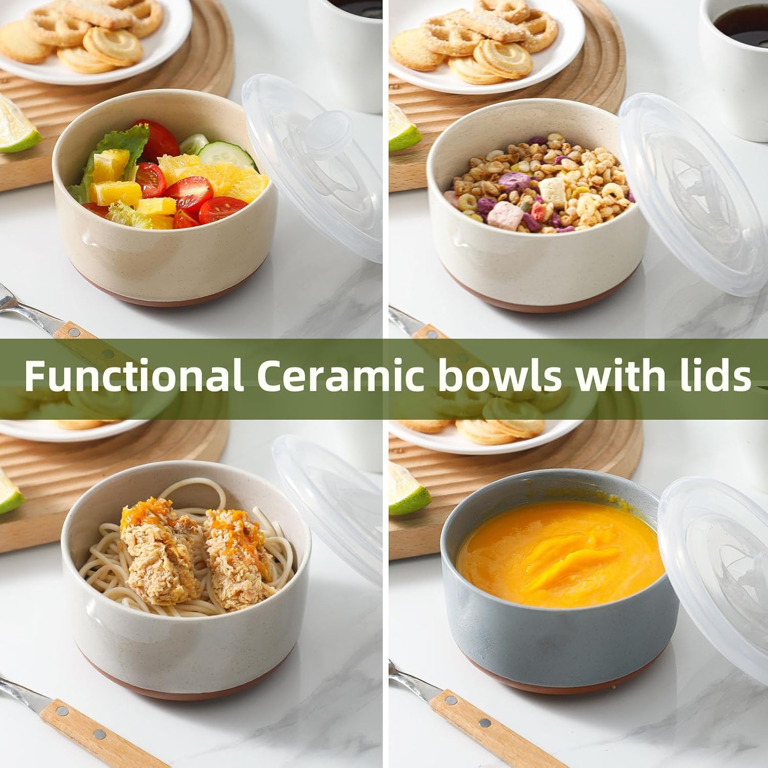 Ceramic Bowl with Lid & Extra Large Soup Bowl with Lid