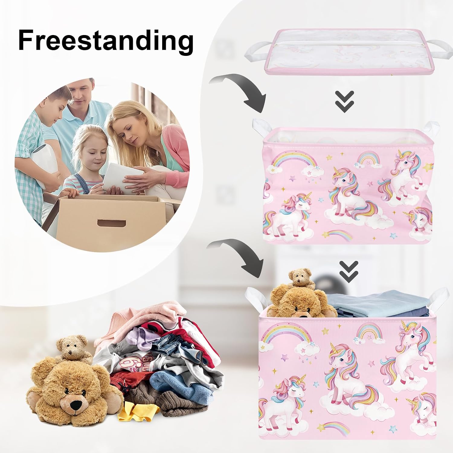 Unicorn Baby Laundry Basket Large Kids Toy Box Empty Gifts Bag
