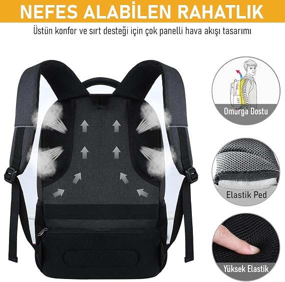 Haegs Laptop Backpack, Multi Pocket Business Travel Bag, Laptop Backpack, Waterproof, College Computer Bag, Multi-Partition Organizer Bag for Women and Men