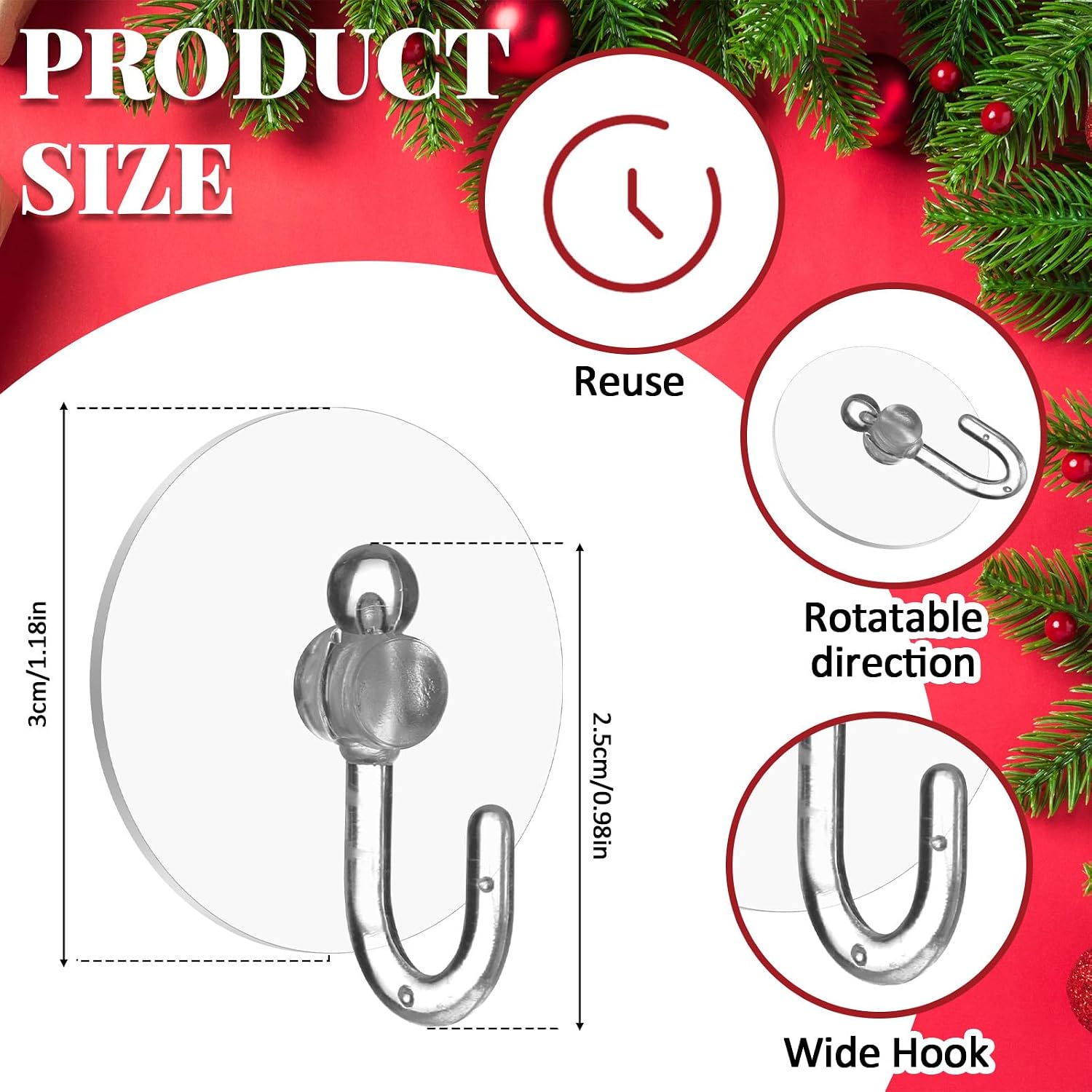 Jetec 100 Pcs Suction Cups with Hooks 1.18 Inch Small Window Suction Cups image 2