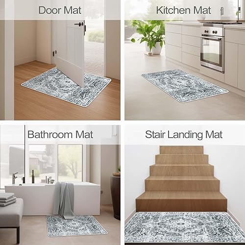 Miniatura 72 de OJIA Alfombra antideslizante a juego para peldaños de madera, parte trasera de goma cuadrada antideslizante, alfombra de aterrizaje para escaleras