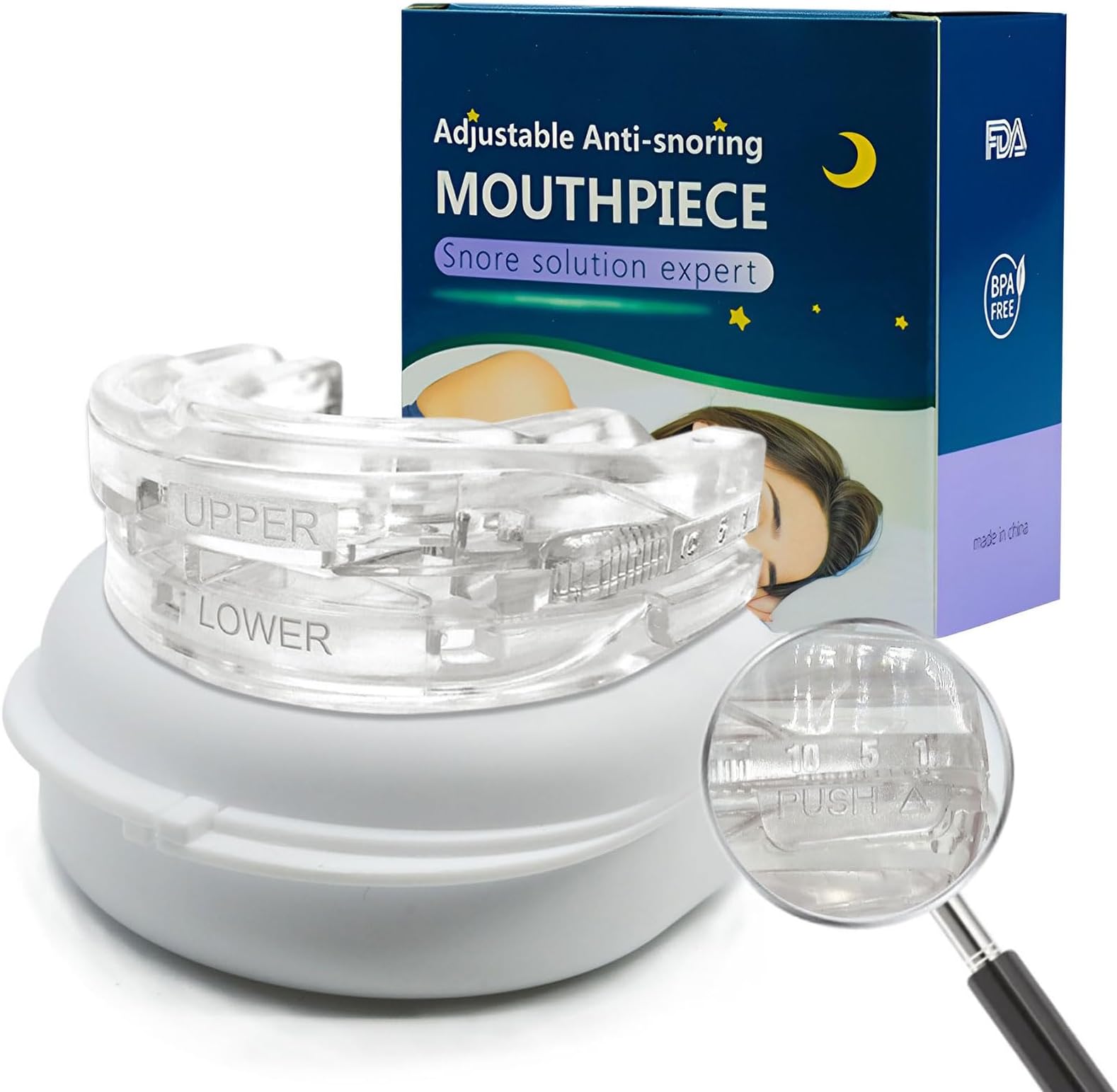 NozibyeAnti Snoring Device Mouthpiece, Reusable Adjustable Mouth Type Silicone Anti-snoring Device
