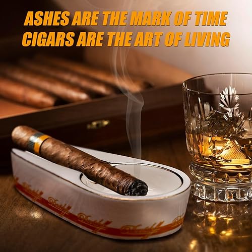 Miniatura 5 de Cenicero de lujo con soporte de cerámica portátil para viajes, sala, oficina, mesa de café, bar y adornos creativos
