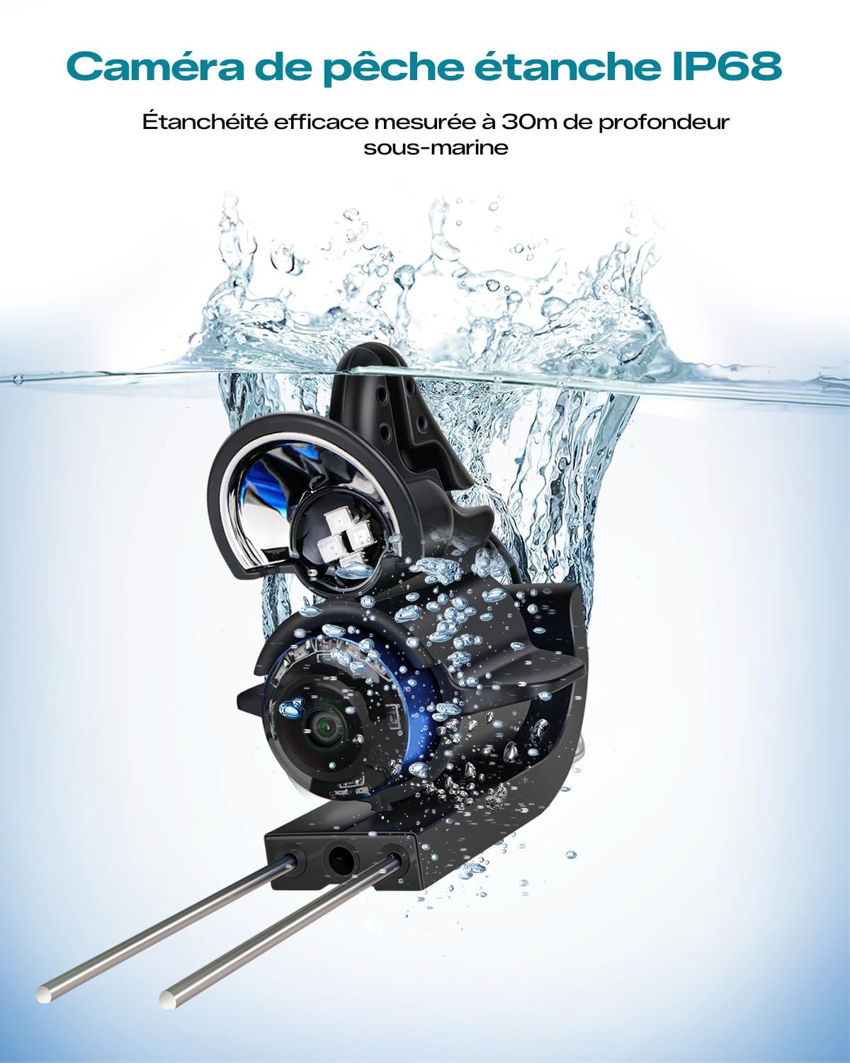 FourQ Sondeur Vidéo Pêche sous-Marine, Écran HD 4,3", Grand Angle 220°, Caméra Vision Nocturne IR, Câble Étanche 30m, 5000mAh, Idéal Pêche sur Glace, Lac, Bateau, Kayak
