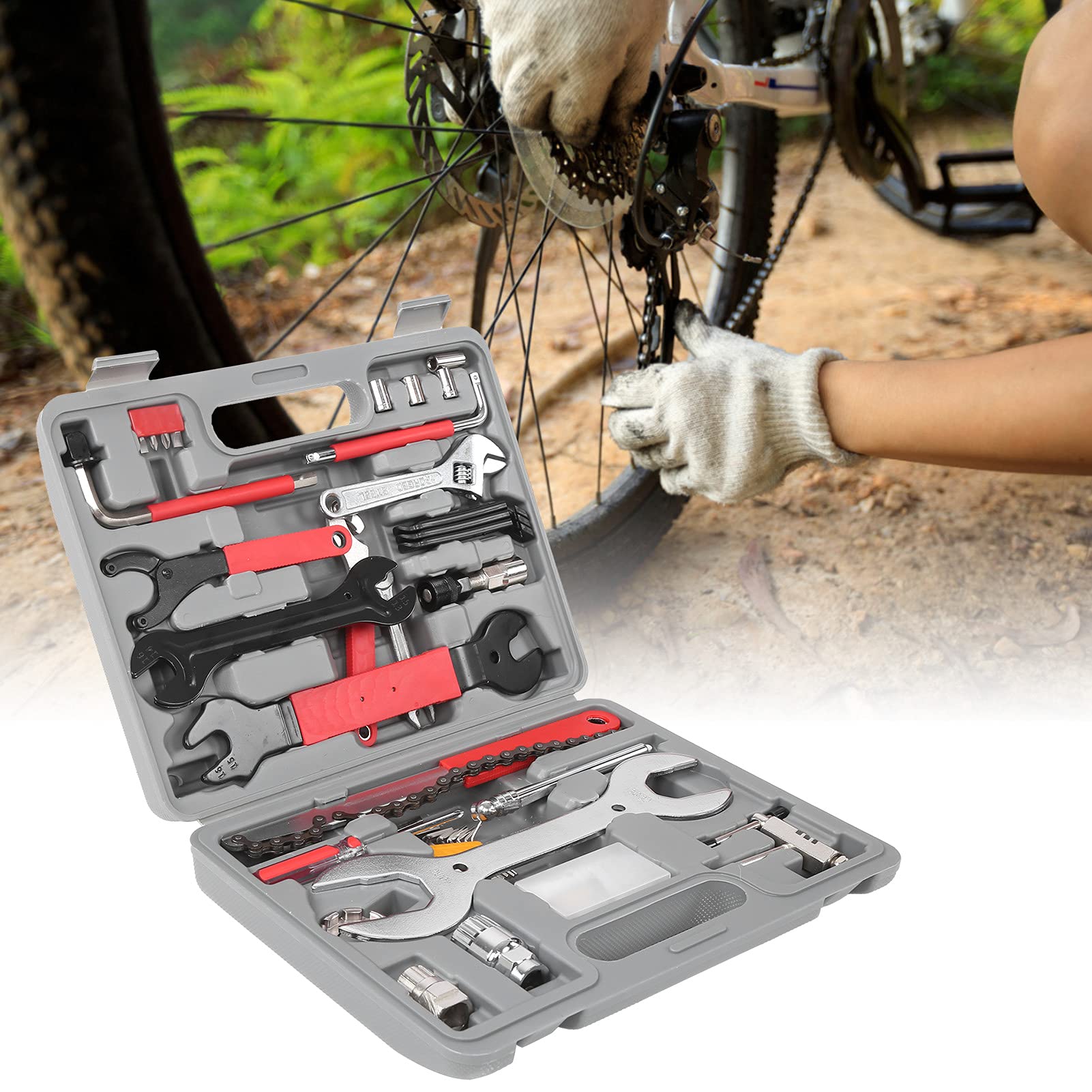 Fahrrad-Stahl-Reparatur-Set, Ausrüstung, Werkzeugkasten, Universal-Werkzeug-Set, Wartung, Heimmechaniker, tägliches Fahrrad