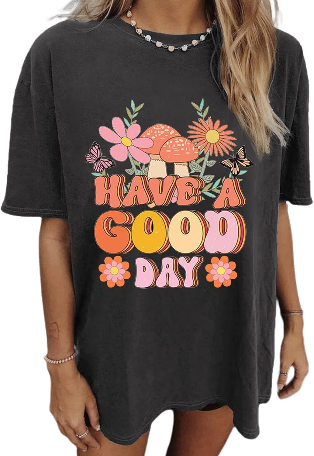 CSDAJIO Vintage Oversized Tshirts for Women Summer Graphic Tee Short Sleeve Gym Shirt Plus Size Workout Top