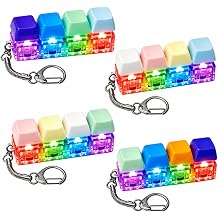 Glow Keyboard Fidget Toy Keychain 4 Pack, LED Light Up Keyboard Clicker Toy