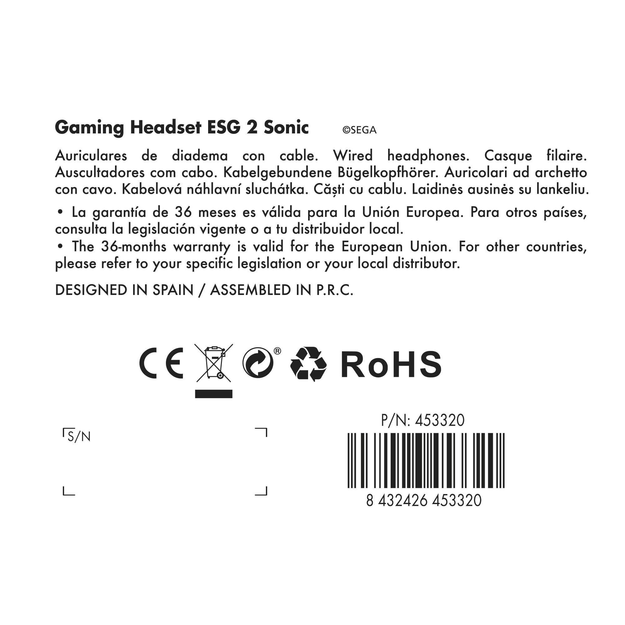 Energy Sistem Gaming Headset ESG 2 Sonic (LED Light, Boom Mic, regulacja głośności, regulowany pałąk)