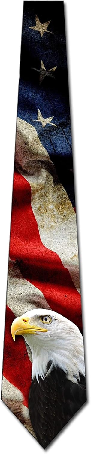 Three Rooker Flag Ties Mens Patriotic Eagle Necktie