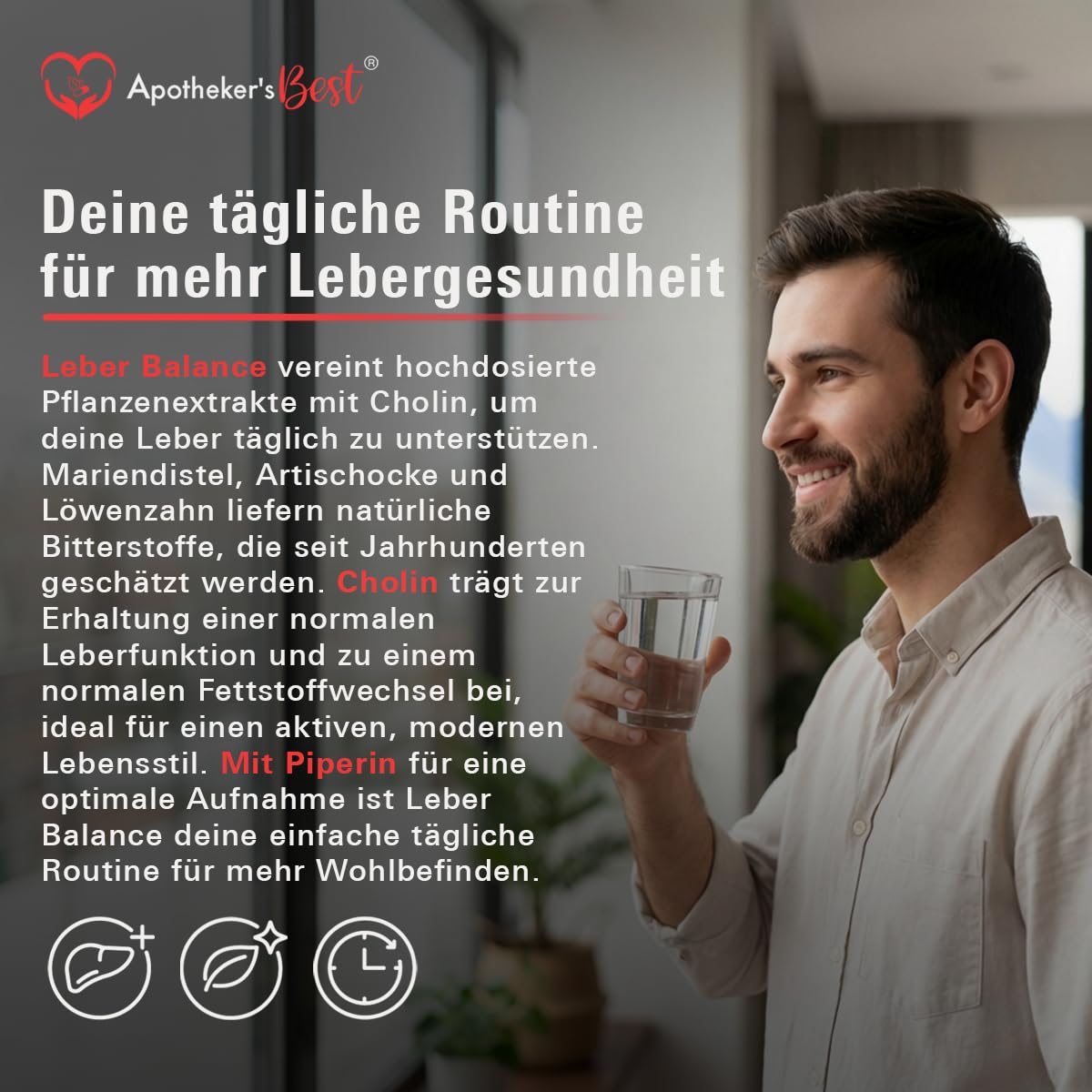 Apotheker’s Best Mariendistel Leber Komplex Kapseln hochdosiert – 5-in-1 Leber Kur mit Artischocke, Löwenzahn, Cholin und Piperin – 120 Kapseln vegan – 80% Silymarin, laborgeprüft in Germany