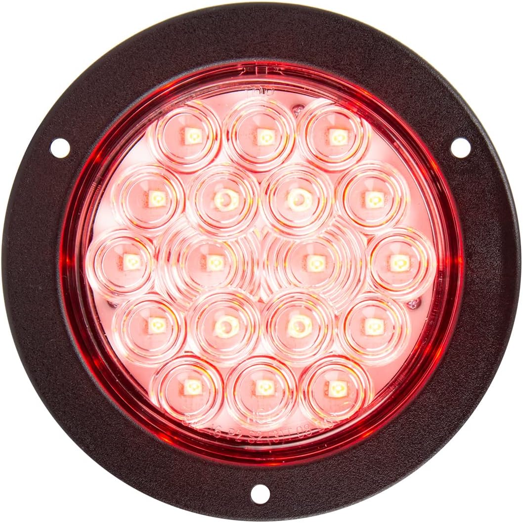 GG Grand General 75896 4 inches Fleet Red/Clear 18 LED Black Flange Light, 3 Pin Plug