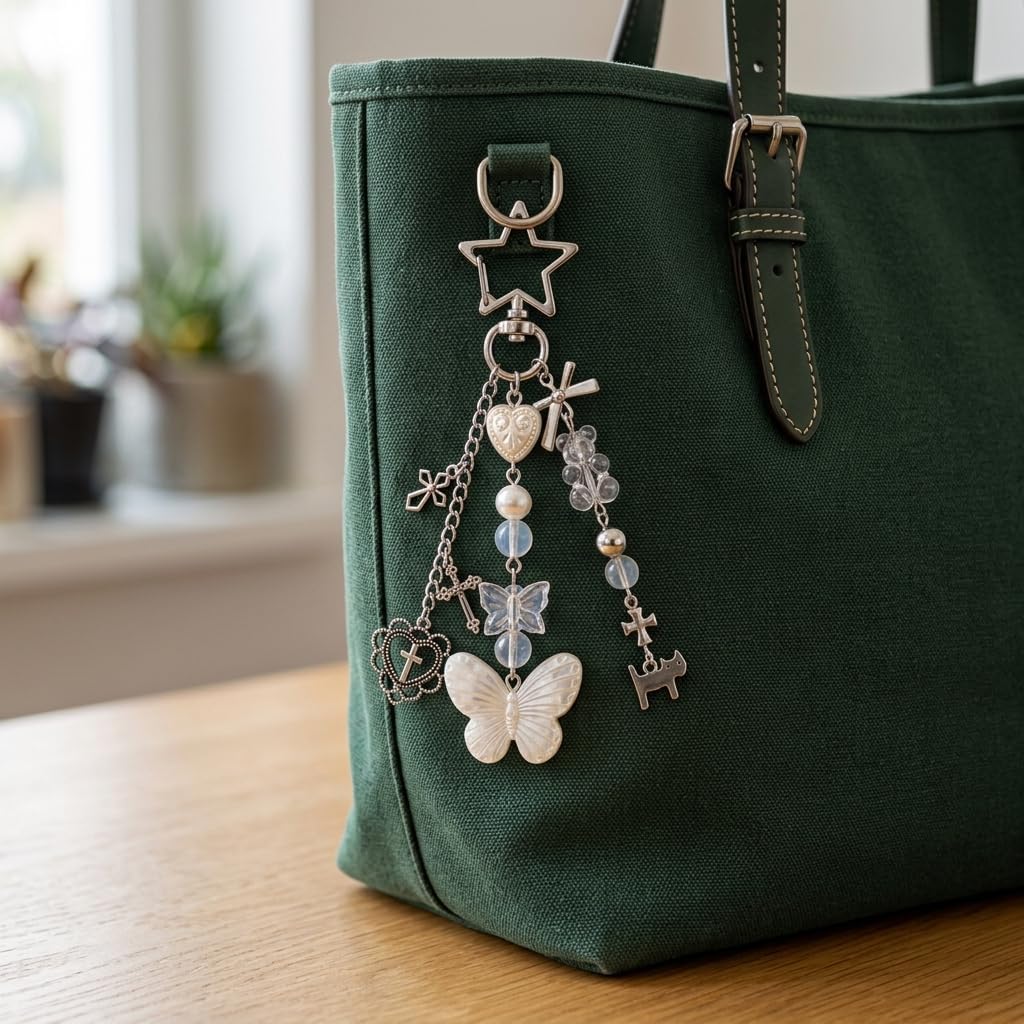 Butterfly Keychain, Heart Keychains Bag Charms for Women image 3