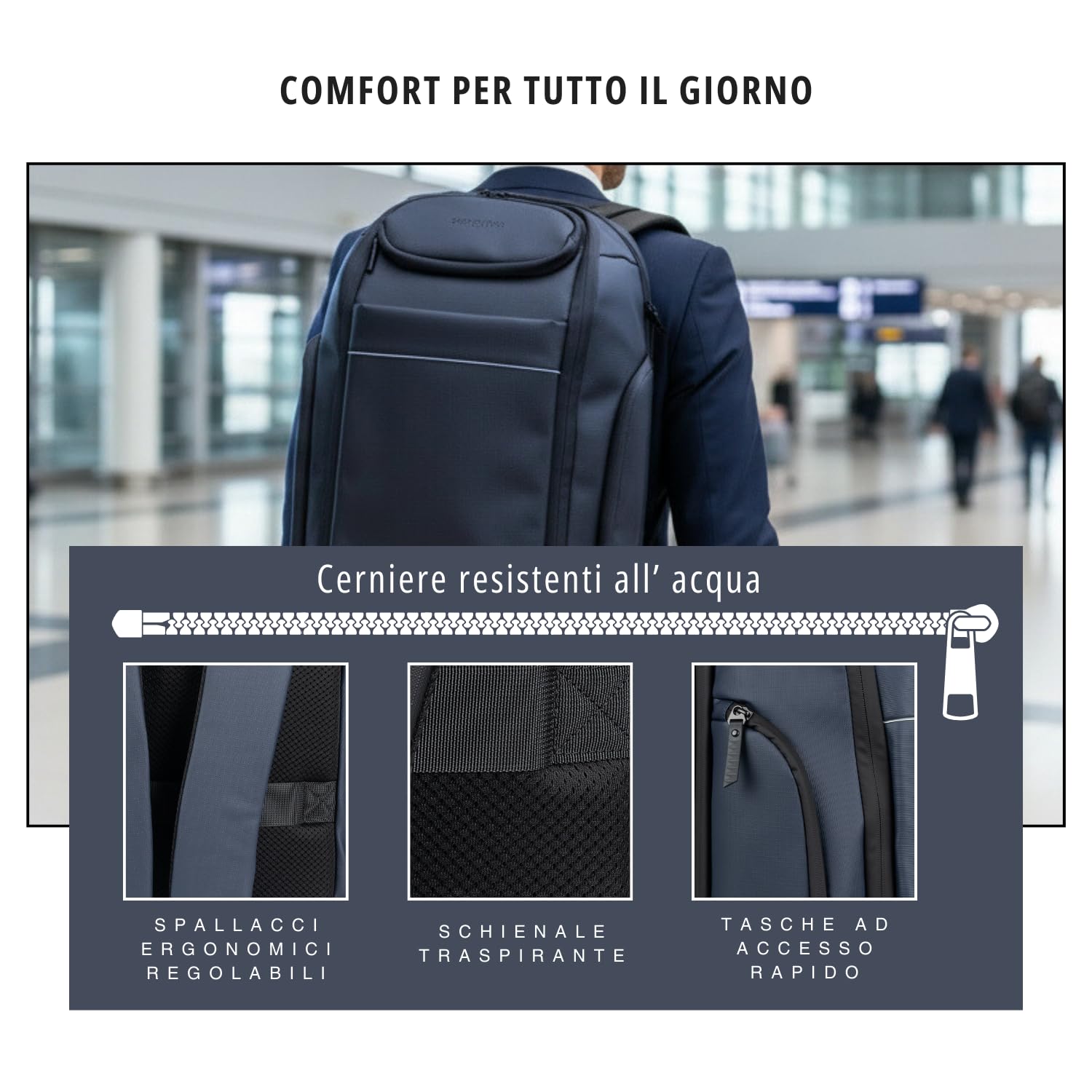 British Gentman & Co | Zaino Business Uomo Lavoro e Università Impermeabile con Porta USB e Scomparto PC Portatile da 15,6 fino a 17 Pollici – Zaino Computer Professionale per Ufficio e Viaggio