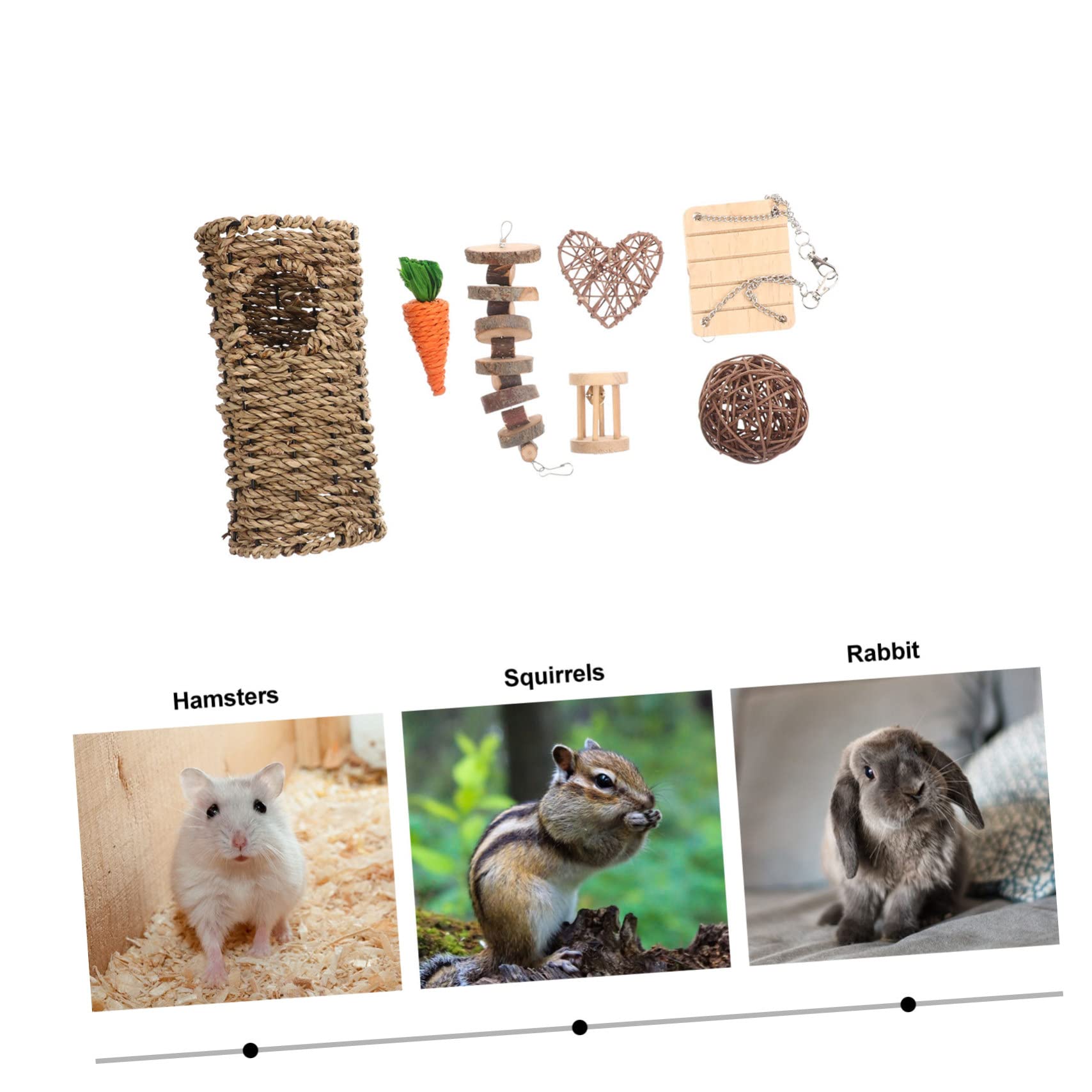 Hamster zum Spielen und Kauen mit Einzigartigen Formen 7 Stück Kauspielzeug für Kleine Haustiere Wie Kaninchen und Meerschweinchen