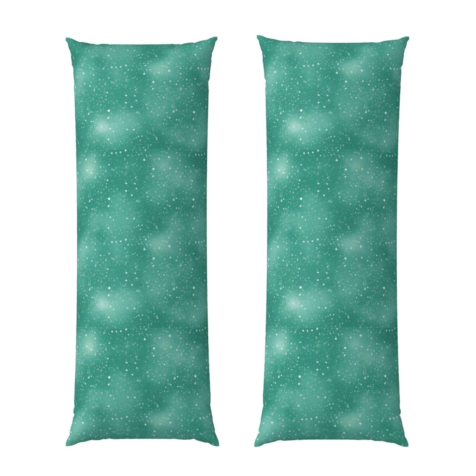 Pillowcase for Body Pillow 20x54, Teal Turquoise Green Glitter Sparkle Texture, Premium Soft Brushed Fabric with Hidden Zipper, Breathable Machine Washable Cover for Bed Sofa