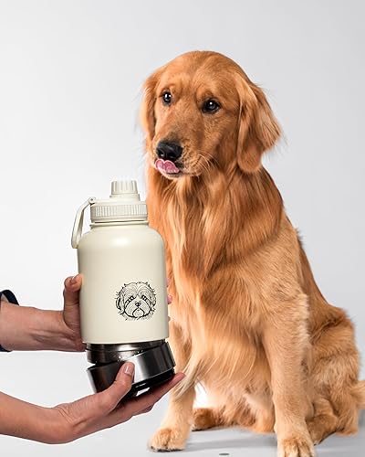 Miniatura 6 de Botella de agua portátil para perros  Dispensador de viaje de acero inoxidable de 32 onzas sin derrames con cuenco integrado, comedor aislado para
