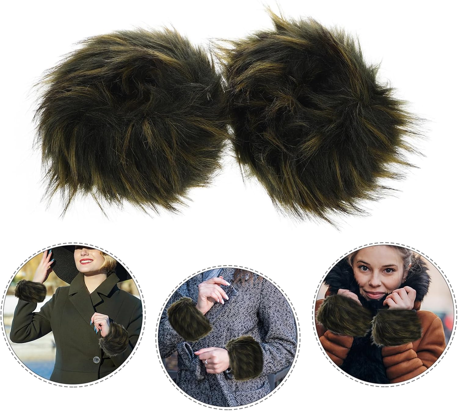 minkissy 1pair Faux Fur Arm Warmers for Women Elegant Wrist Cuffs for Winter Versatile Fingerless Gloves for Daily Wear and Special Occasions Luxurious Design
