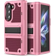 for Galaxy Z Fold 5 Case, Shockproof 2 in 1 Silicone Rubber Pink