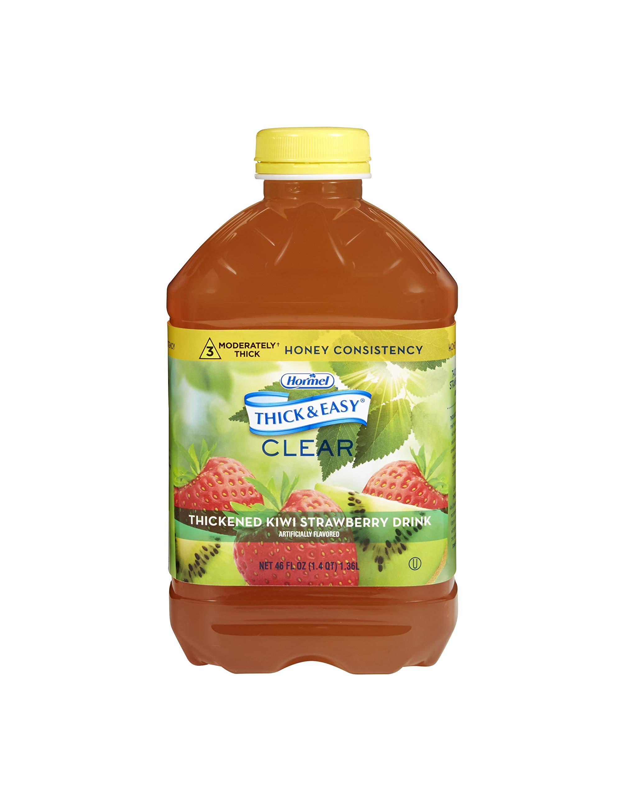 Thick & Easy Thickened Beverage 46 oz. Bottle Kiwi Strawberry Flavor Ready to Use Honey Consistency, 11840 - Case of 6