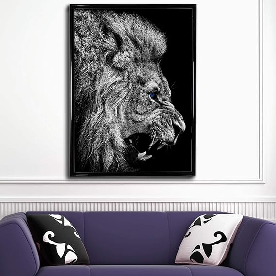 Amazon Co Jp オシャレなインテリア ポスター 百獣の王ライオン イラスト フレーム有or無 J009a3 ホーム キッチン