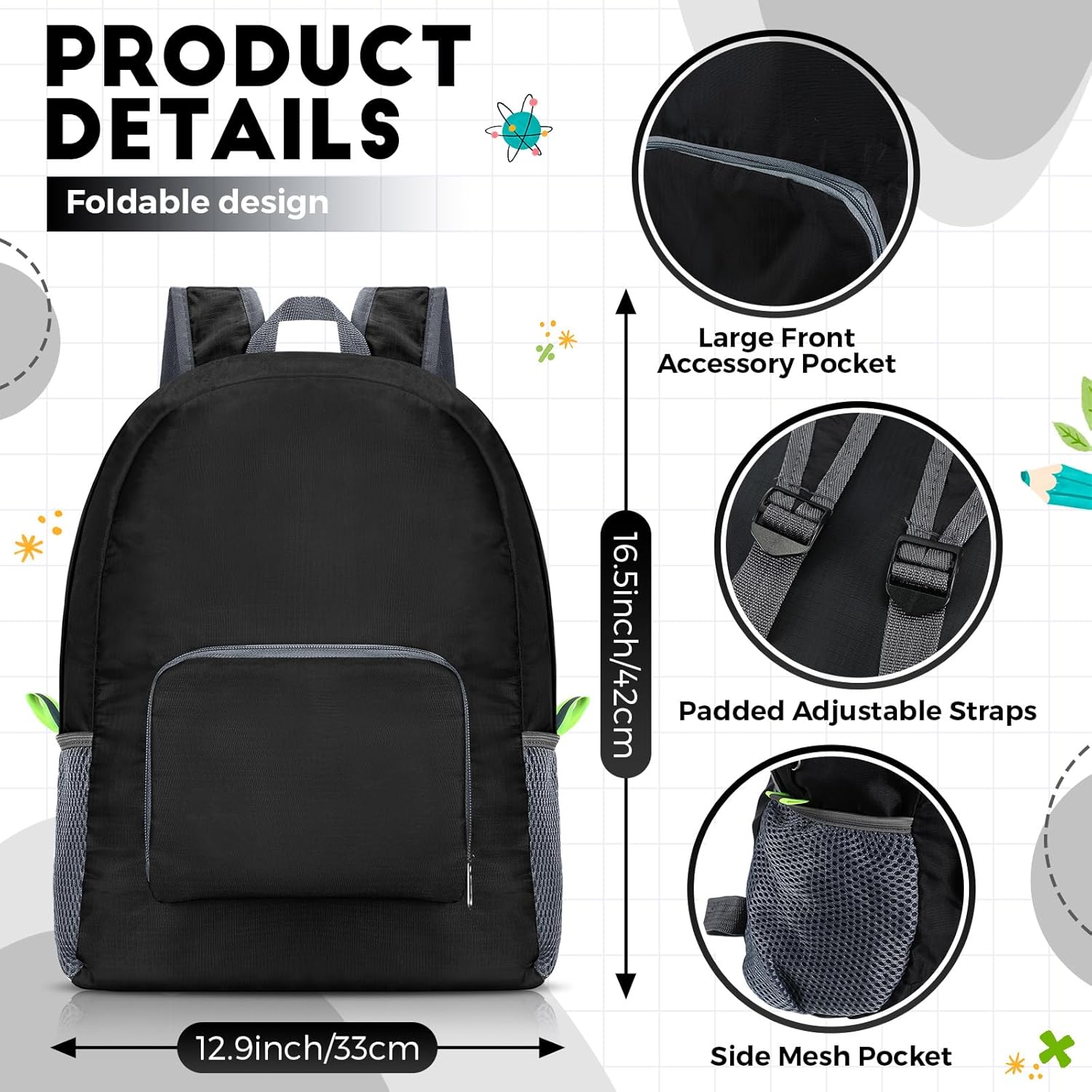 Eccliy 50 Pack Backpacks in Bulk 17 Inches Wholesale Back Pack Basic Backpack for adult Lightweight Outdoor Travel Bookbags(Black)