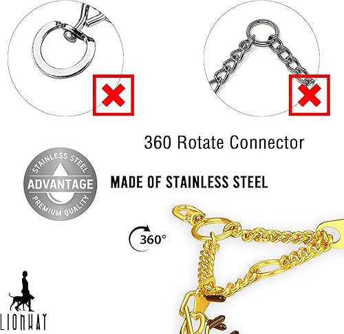 Miniatura 4 de LionWay Collar de cadena para perro con cadena de oro Quick Pelease Collares de entrenamiento para perros, collar Martingala sin tirones, collar de