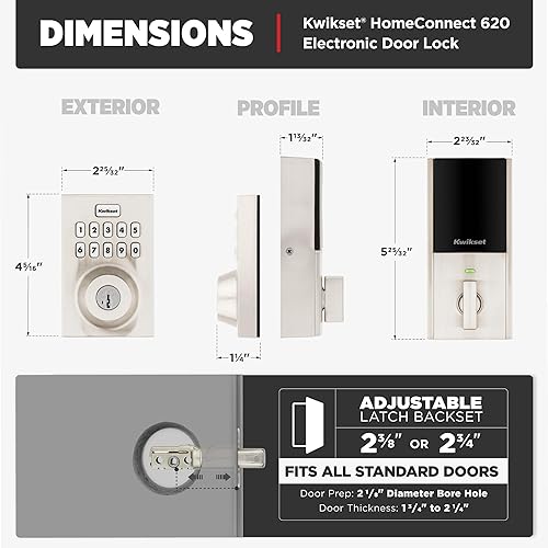 Miniatura 10 de Kwikset HomeConnect 620 Z-Wave - Teclado habilitado de largo alcance con cerradura inteligente, conveniente entrada sin llave, códigos de usuario