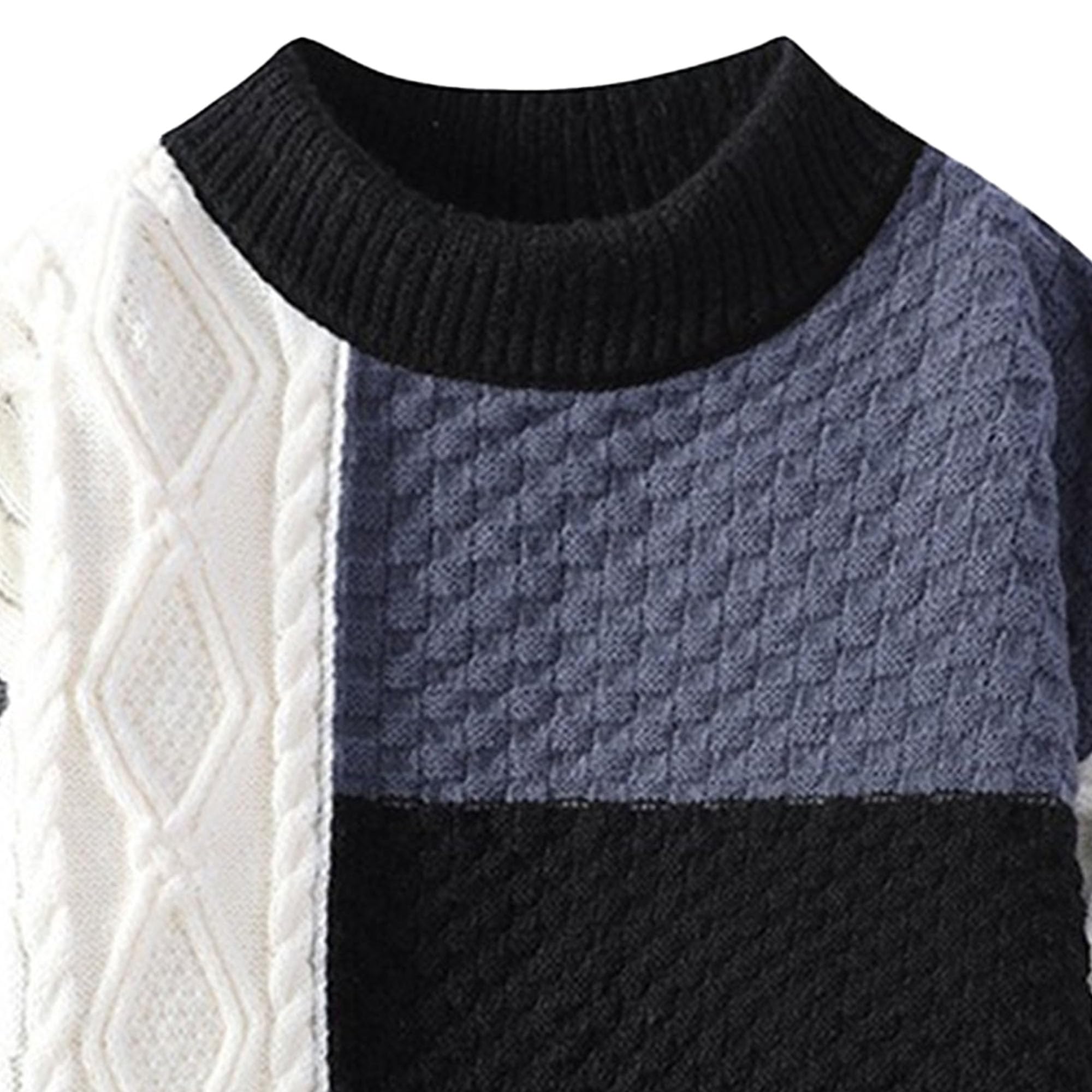 Męski sweter z dzianiny w bloku kolorów patchworkowy sweter