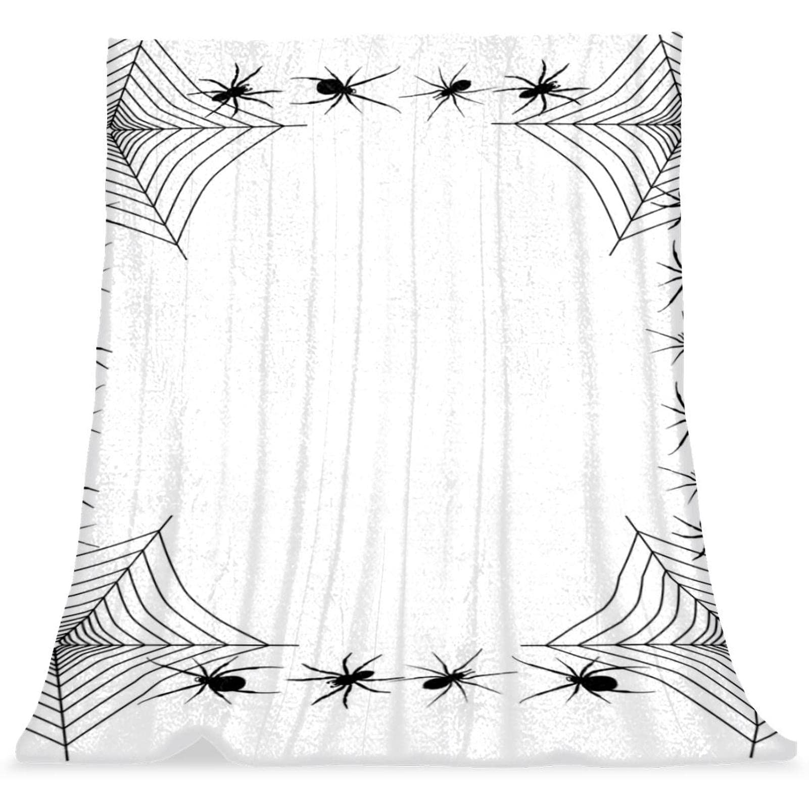 Couvre-lit couverture de lit douillette Halloween motif araignée noire blanche pour garçon fille