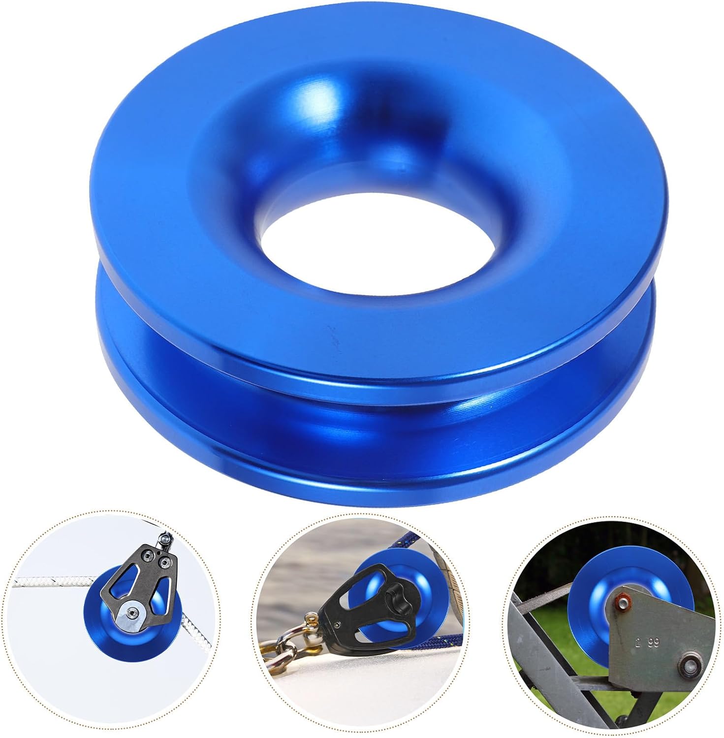 Vaguelly Blue Aluminum Alloy Recovery Ring for Winch Pulls, Truck Towing