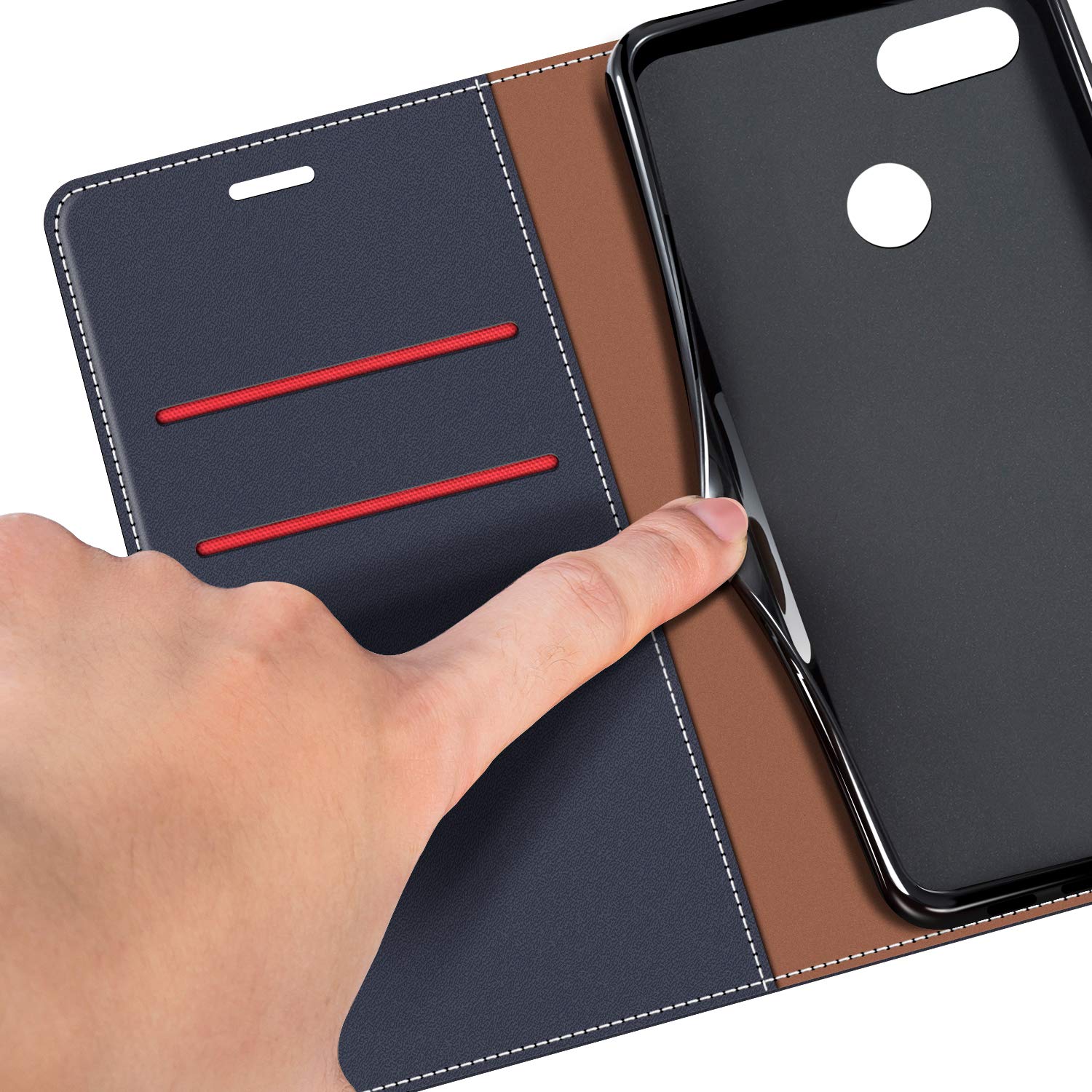 Custodia In Pelle Per Huawei Y6 PRO 2017 - Cover Portafoglio Magnetica