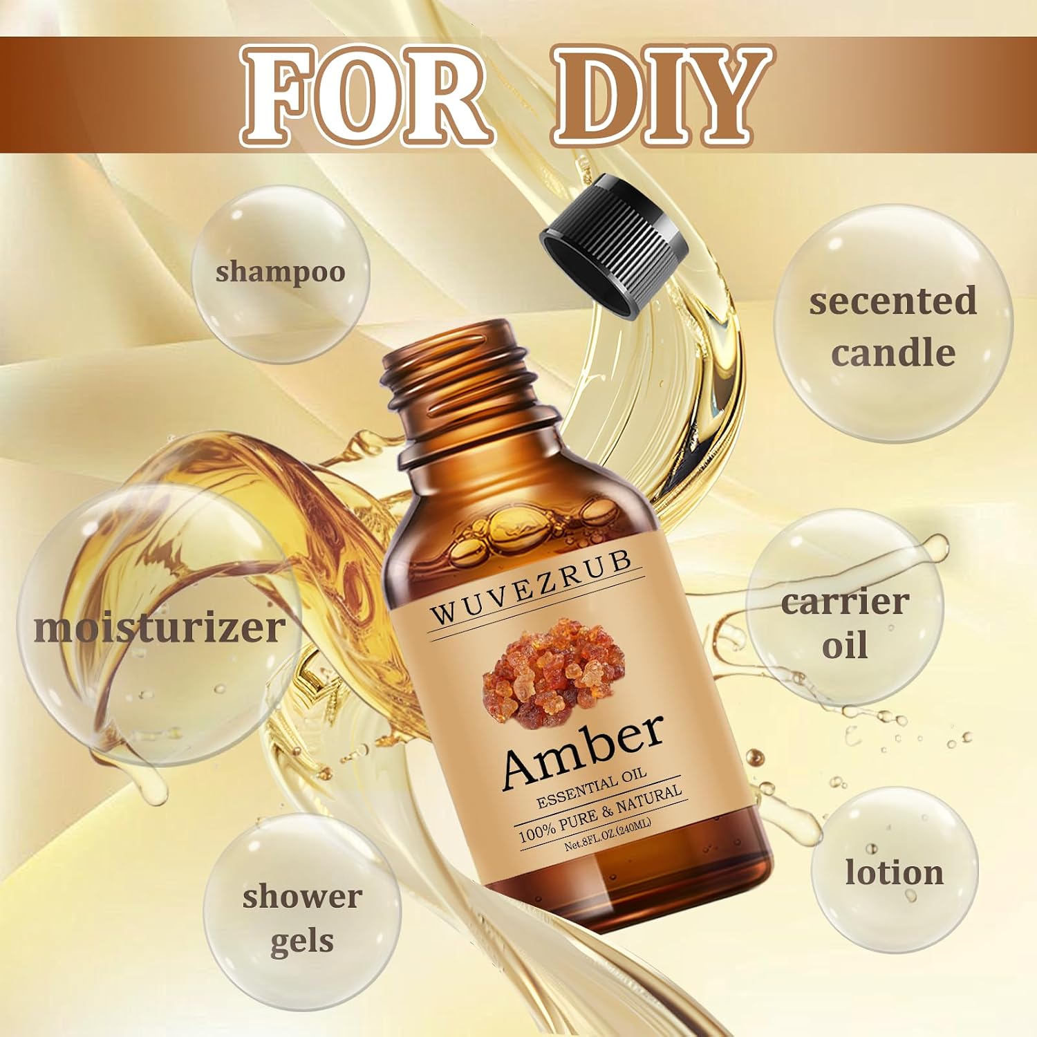 Amber Essential Oils 240ML, Pure Amber Essential Oil for Aromatherapy Diffuser - 8 Fl Oz
