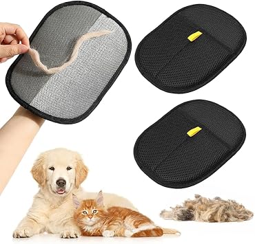 2 Pack Pet Hair Removal Gloves,Double Sided Pet Dog Cat Grooming Glove, Static Removal Gloves,Reusable Deshedding Pet Glove for Furniture,Sofa,Bed,Carpet,Clothes,Pet bed