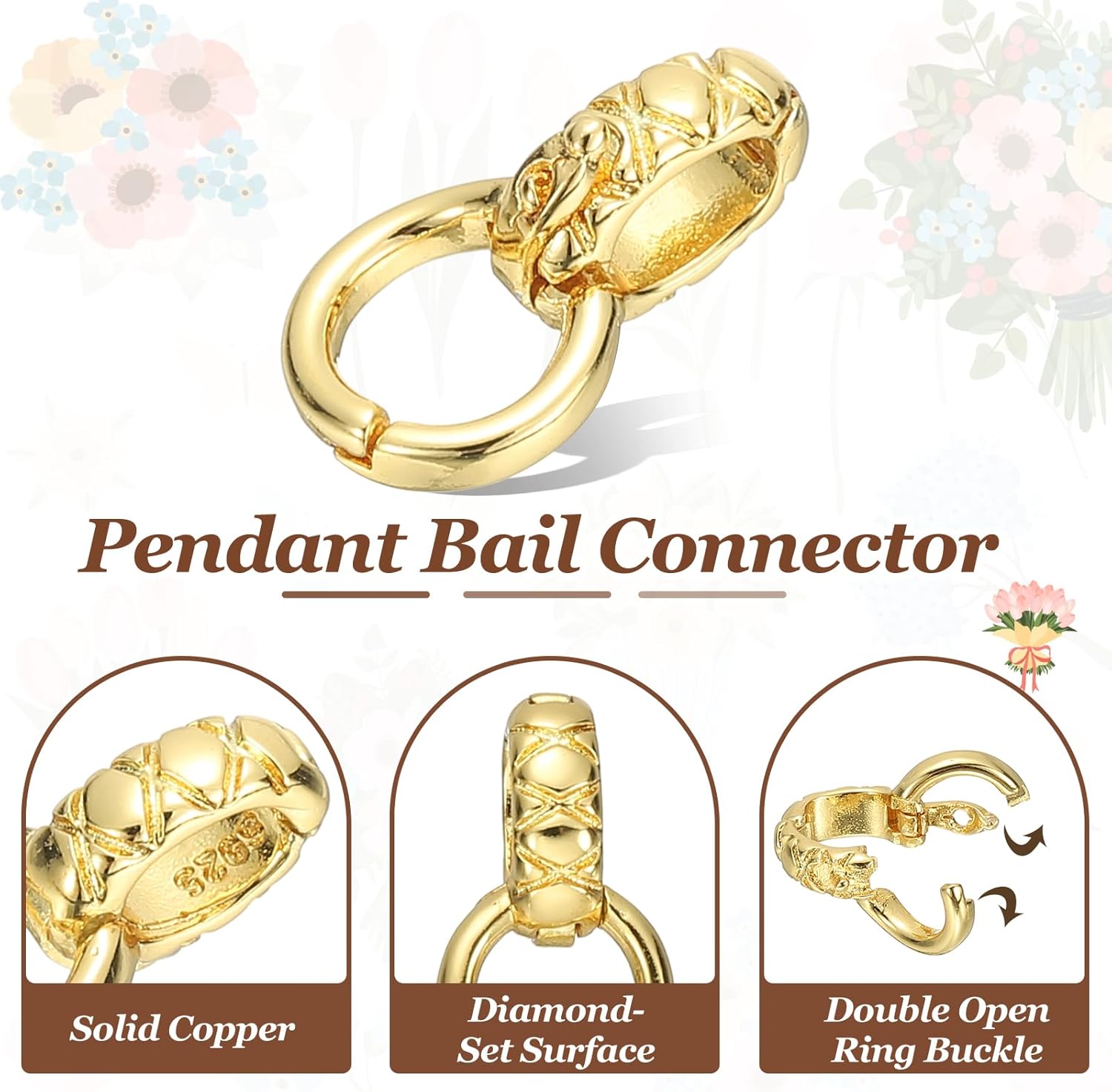 PATIKIL 2 Pcs Bails for Jewelry Making, 13.5mm Pendant Bail Connector Double Bail Clasps for Bracelet Necklace Pendants Dangle Charm DIY Craft, Gold - Image 3