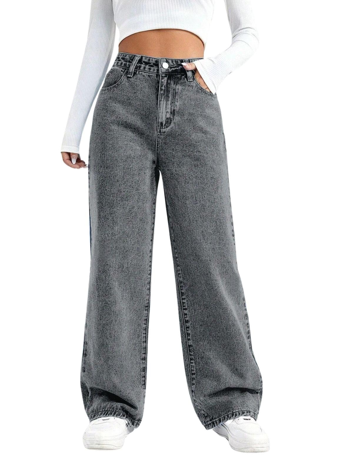 greciilooks Women's Loose High Rise Jeans | Pant | Baggy Fit | High Waist | Bell Bottom-picture-24