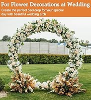 Vista 7 de Arco de boda redondo extra grande de 7 pies para ceremonia, soporte de arco de globos de metal para decoración estable de fiesta, soporte de fondo