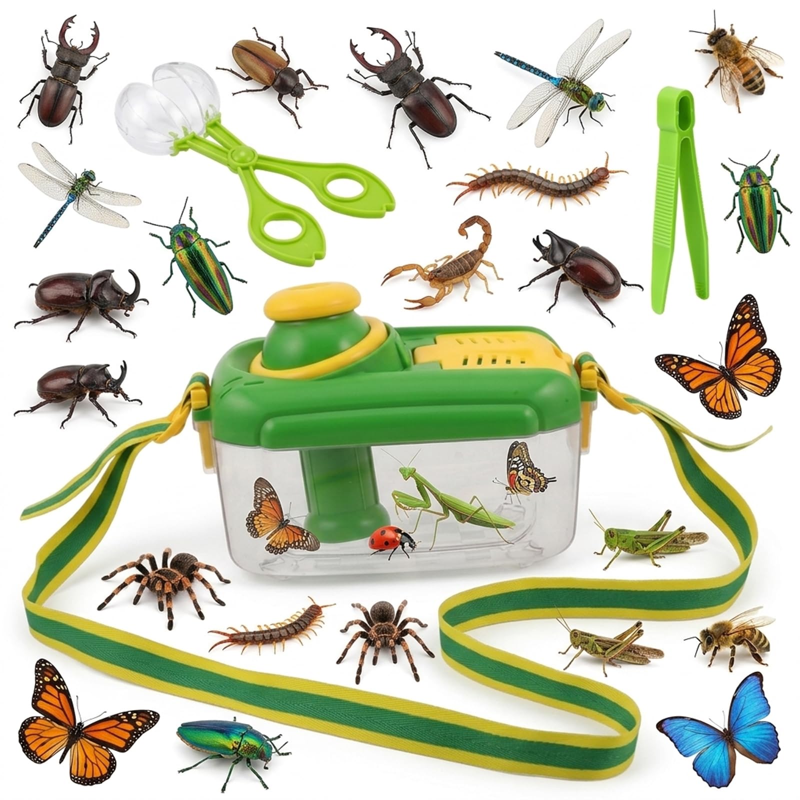 Bug Catcher for Kids, Bug Hunting Kits with Explorer Equipment, Outdoor Adventure Gear for Nature Enthusiasts 12 Years and Up, Complete Insect Observation Set with Carrying Strap and Collection Tools