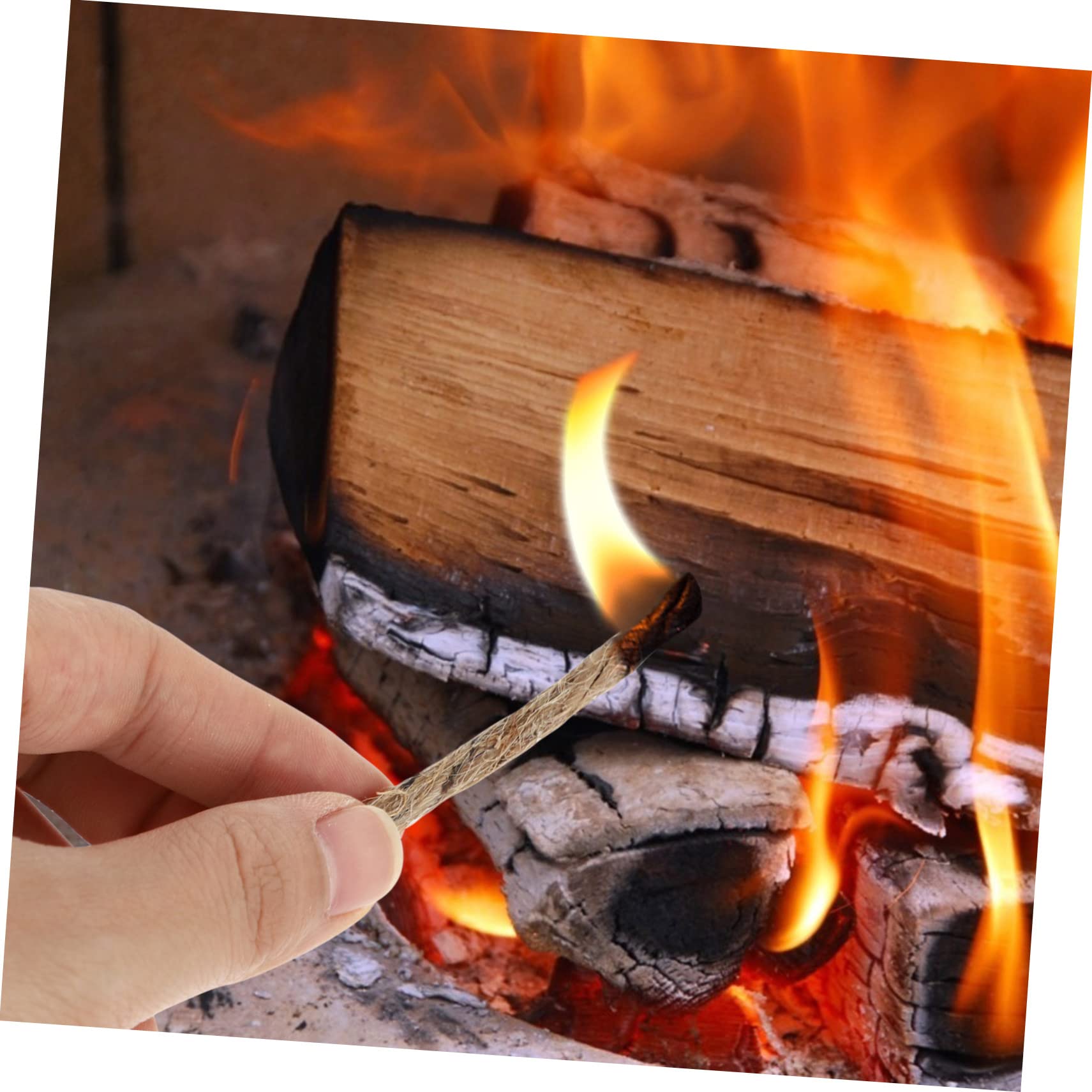 TOGEVAL 20pcs Fire Starter Rope Camping Ignition Cord for Outdoor Survival Quick Flame Starter Supplies for BBQ Grilling Hiking and Emergency Use