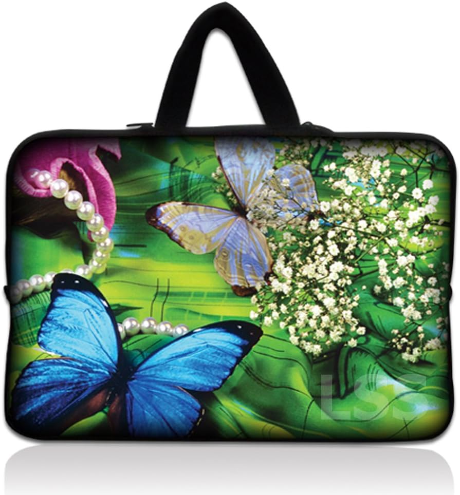Laptop Skin Shop Neoprene Laptop Tablet Sleeve With Hidden Handle Case-Butterfly Floral
