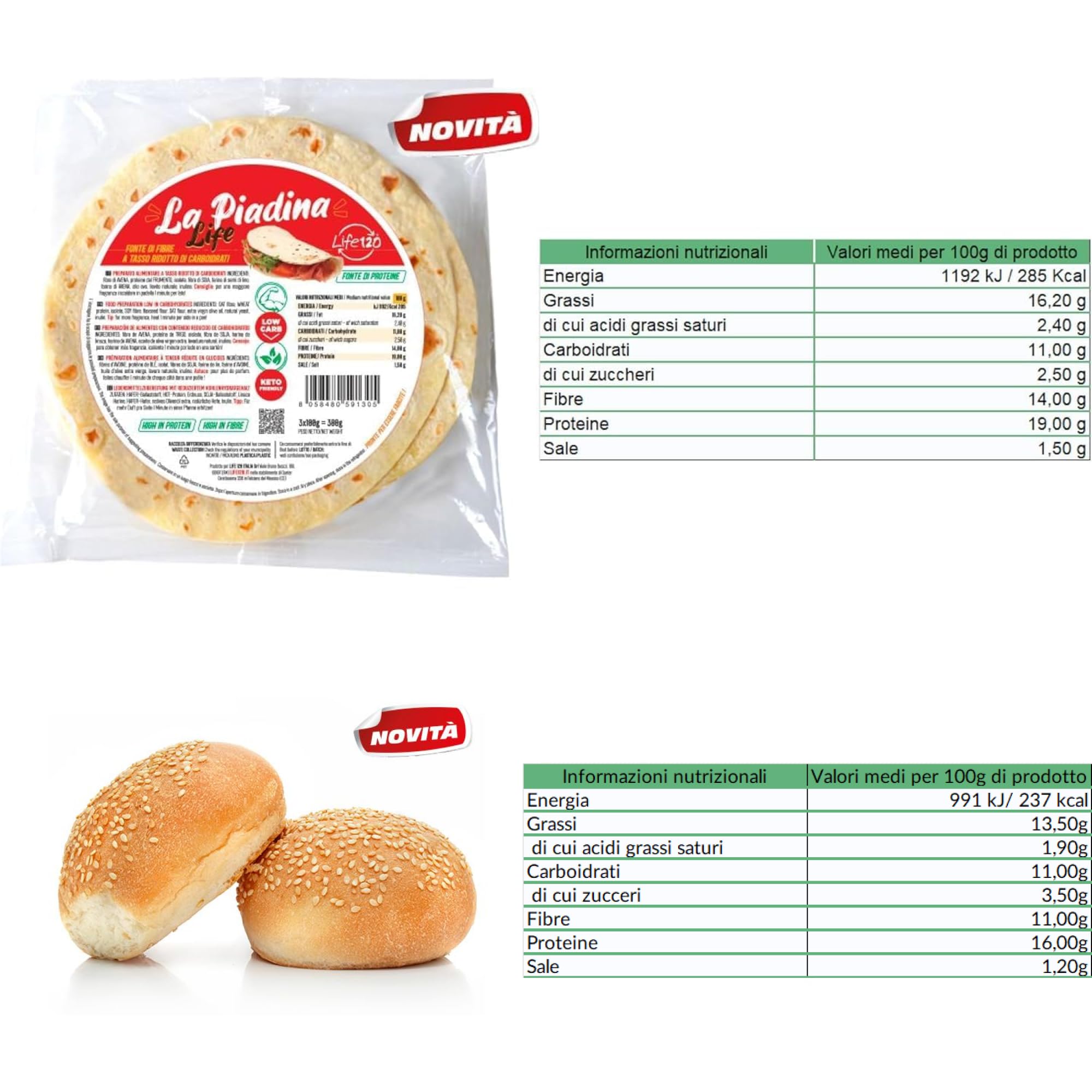 Life 120 - Box Pranzo Low Carb 30 giorni - Kit Pranzo Proteico con Prodotti Keto a tasso ridotto di Carboidrati Ricchi di Fibre e Alto Contenuto di Proteine
