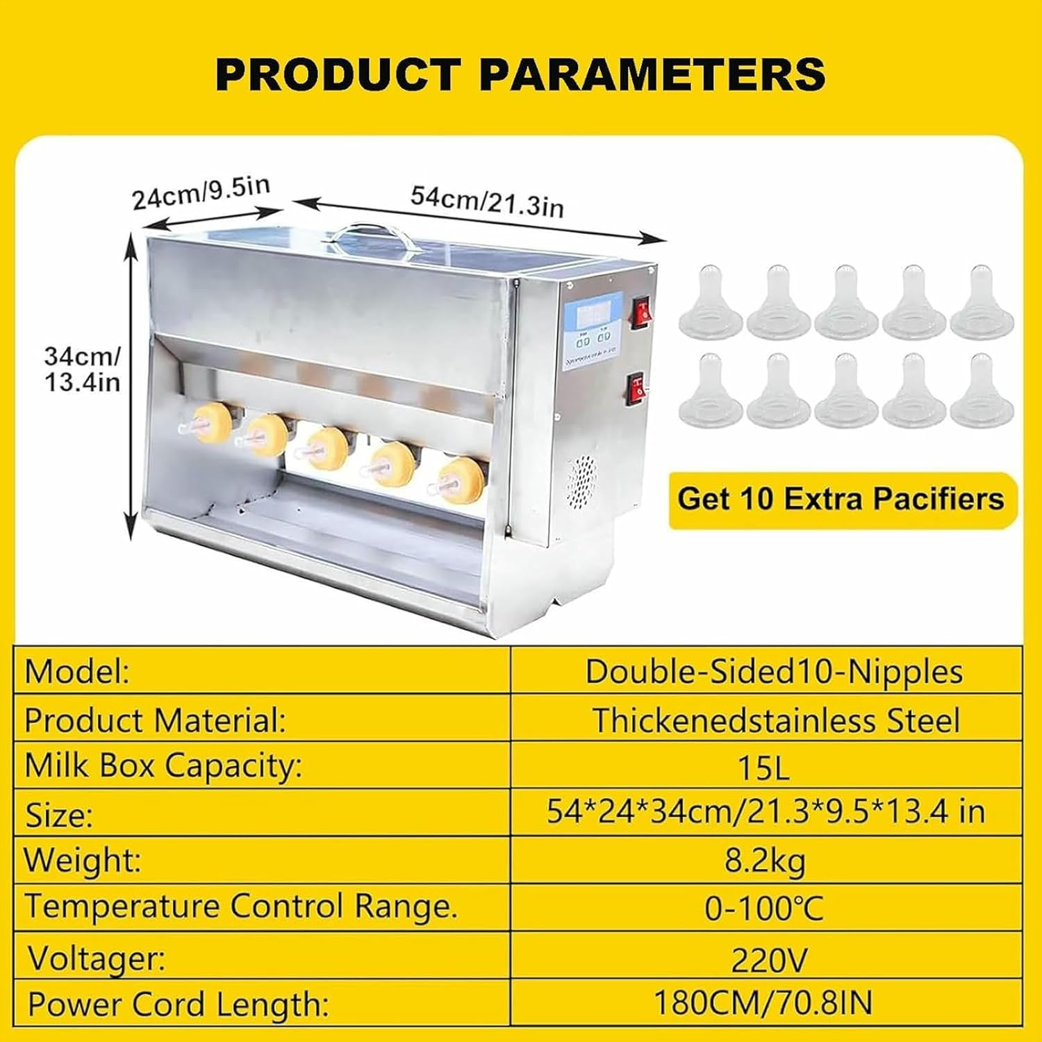 Stainless Steel Piglet Automatic Constant Temperature Milk Feeder, with Sound Source Hole, Nipple Silicone Piglet Feeding Station, Suitable for Farms and Ranches