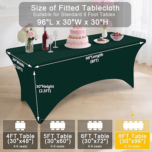 Miniatura 240 de Smiry Paquete de 2 manteles de elastano de 6 pies, elásticos ajustables, lavables y sin arrugas, rectangulares para mesa de patio, para exteriores,