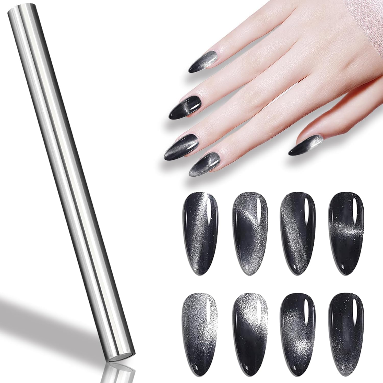 Magnetic Cat Eye Nail Art Tool, Double Head Magnet Pen for 3D Cat Eye Gel Polish, DIY Salon Home Nail Design, 5.9 Inch Long Round Shape, Strong Magnetic | 15 Cm-image-42