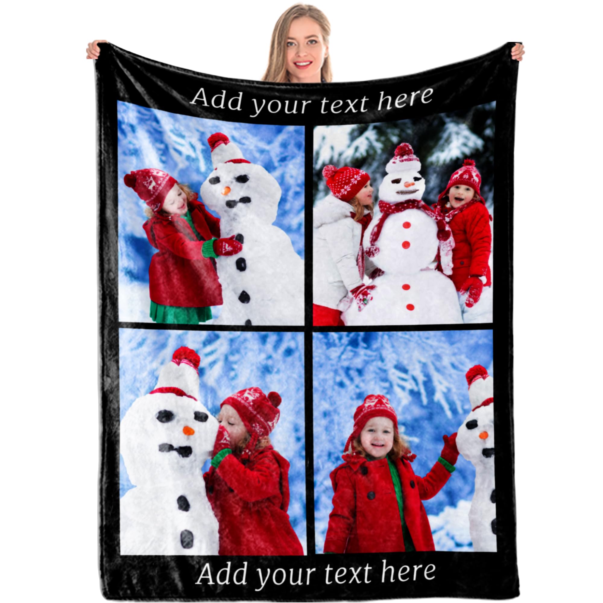 Happy Family Custom Photo Names Throw Blanket Customized Pictures Blanket Personalized Soft Fleece Blanket for Bedding Sofa and Travel Funny for Dad